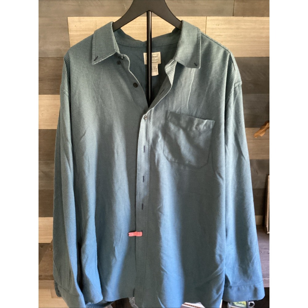 LL BEAN MENS 2XL REGULAR BLUE BUTTON UP LONG‎ SLEEVE SHIRT